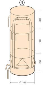 丸型(Φ110０xH1080)底部排出口全開式