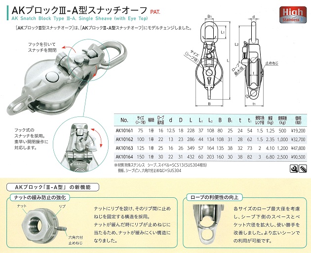 AKブロックIII-A型 スナッチオーフ PAT. ASANO 浅野金属 AK10161