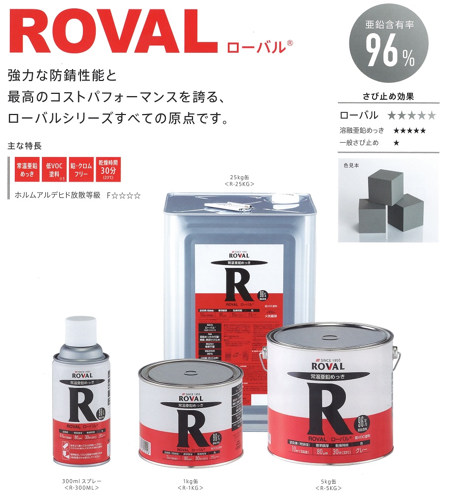 ROVAL 常温亜鉛メッキ塗料 5kg R-5KG ローバル 出群 ローバル