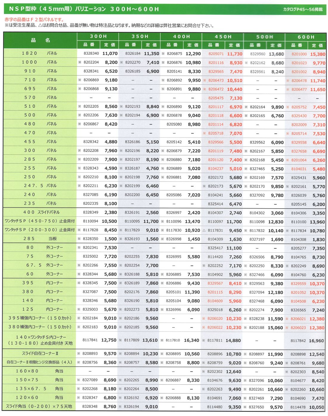価格表