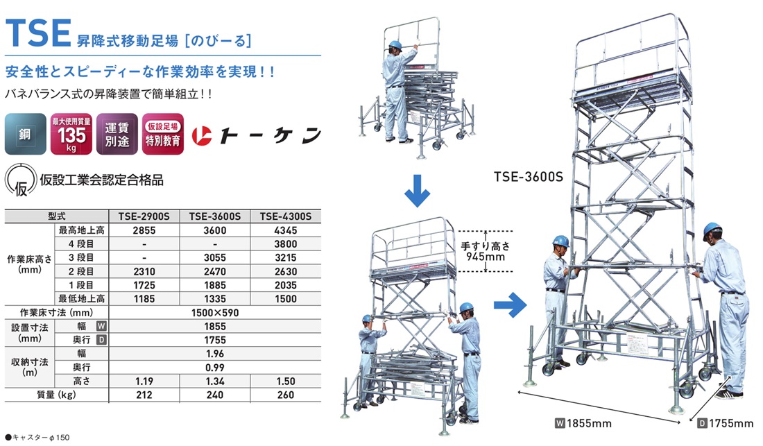 昇降式移動足場[のび～る]