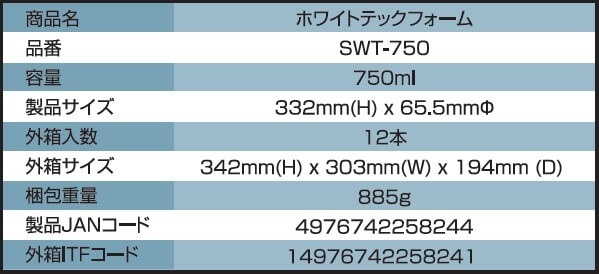 ホワイトテックフォームSWT-750の詳細