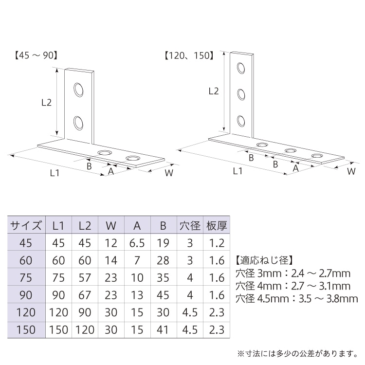 横折右サイズ表