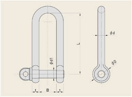 強力長シャックル寸法図