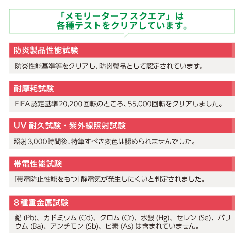 メモリーターフスクエアは各種テストをクリアしています