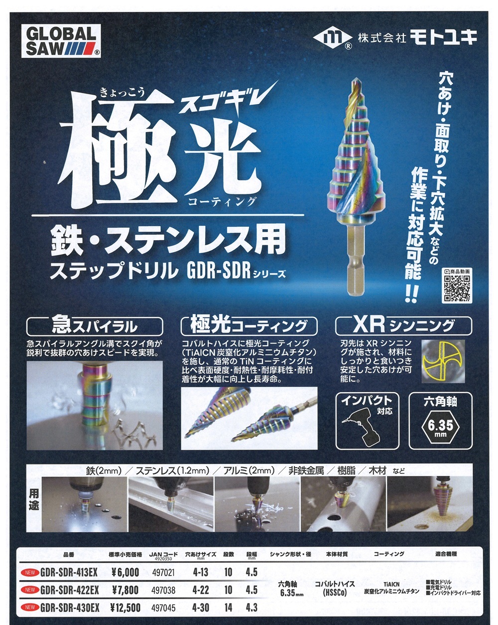 ステップドリル 極光　GDR-SDRシリーズ