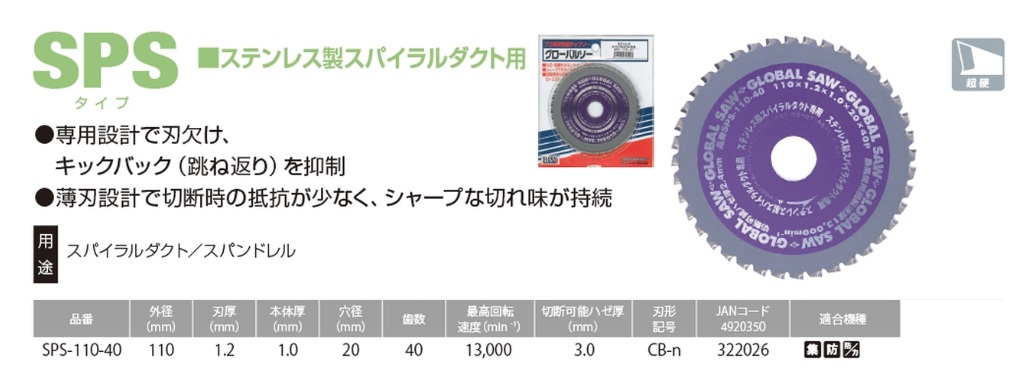 ステンレス用グローバルソー SPSタイプ
